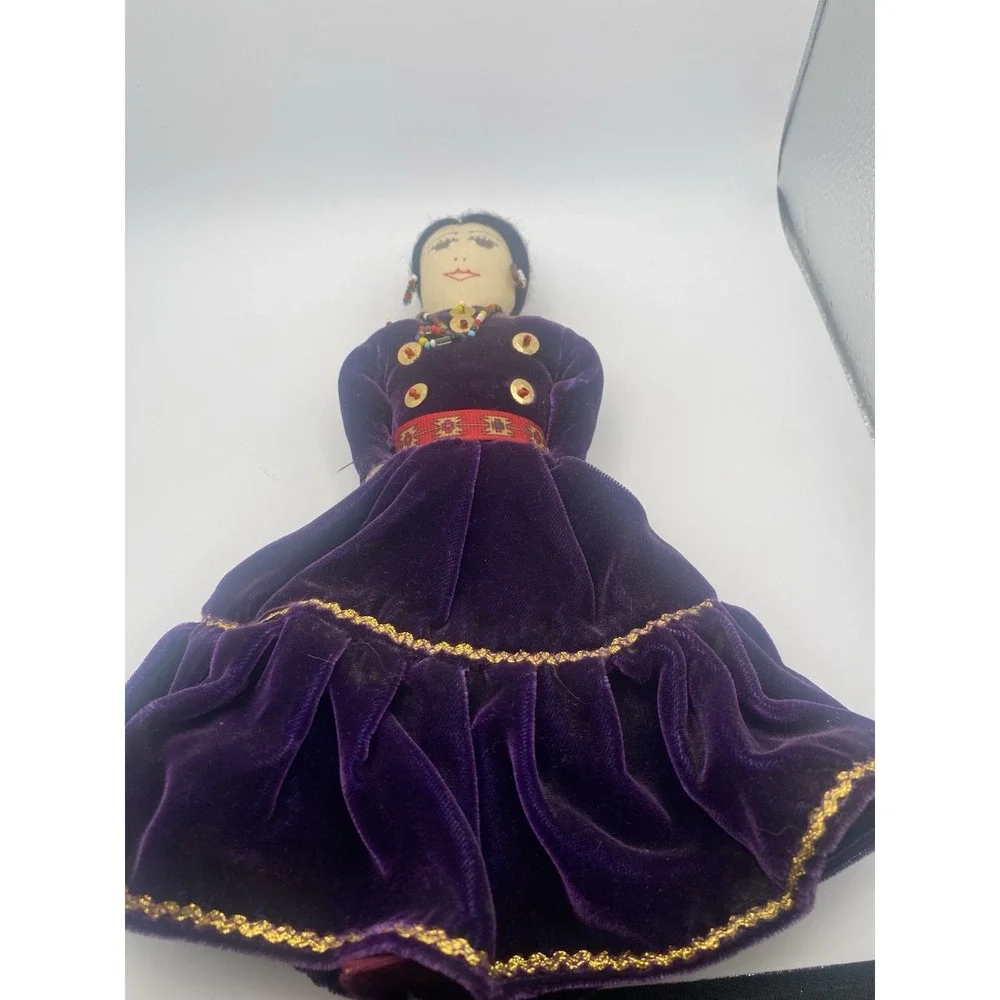 VTG Navajo Girl Doll With Purple Velvet Dress